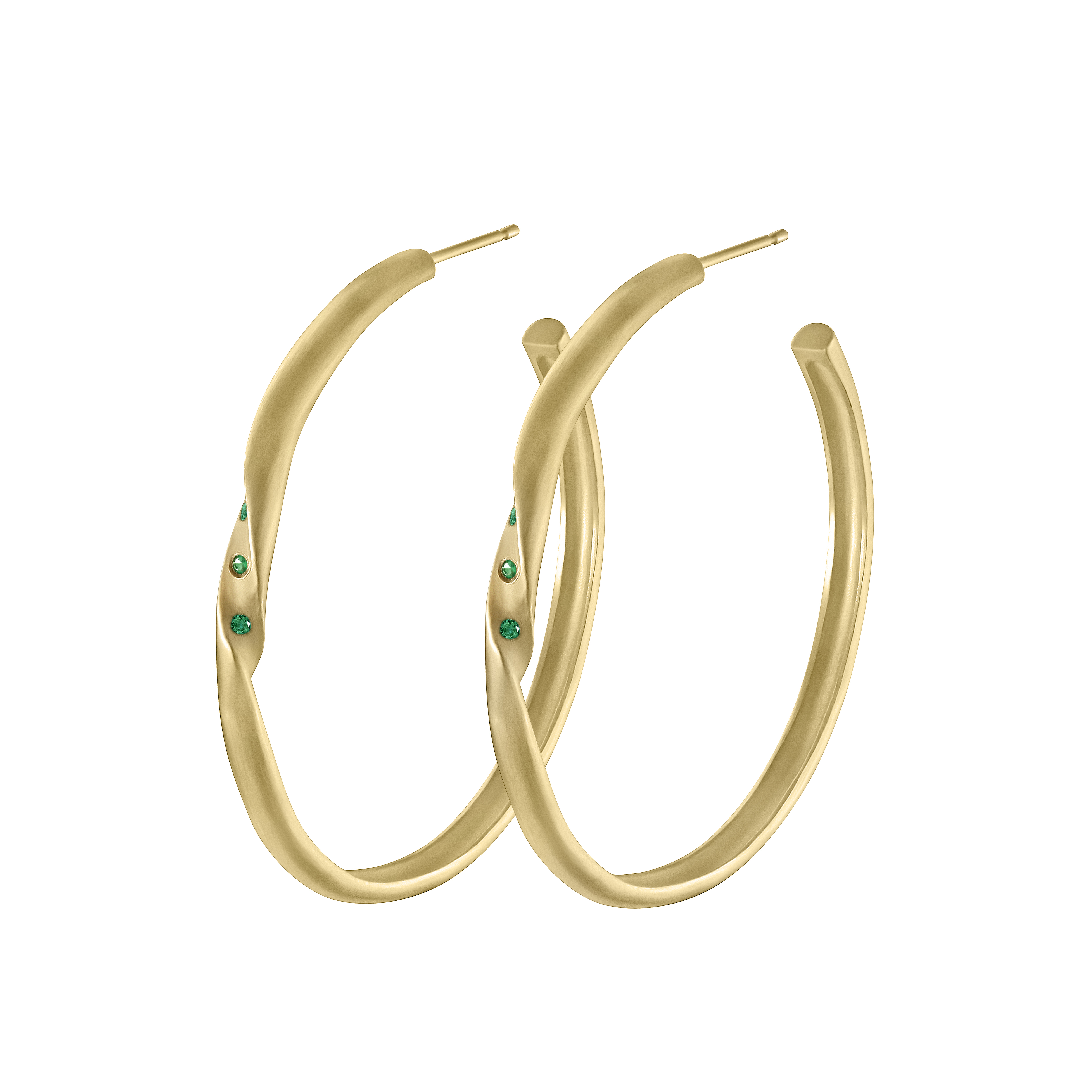 Twisted Hoops with Emeralds