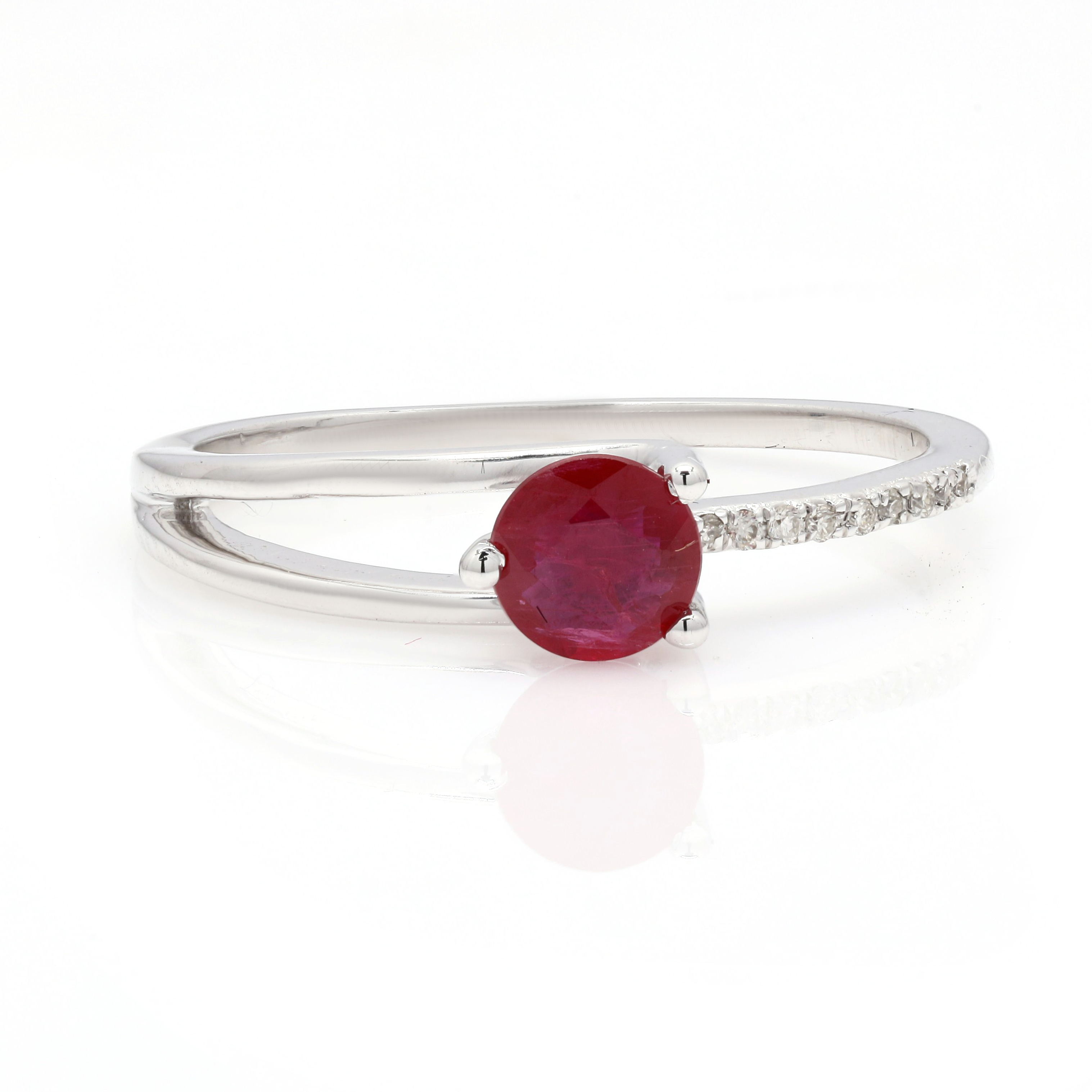 Round Ruby and Diamond Ring