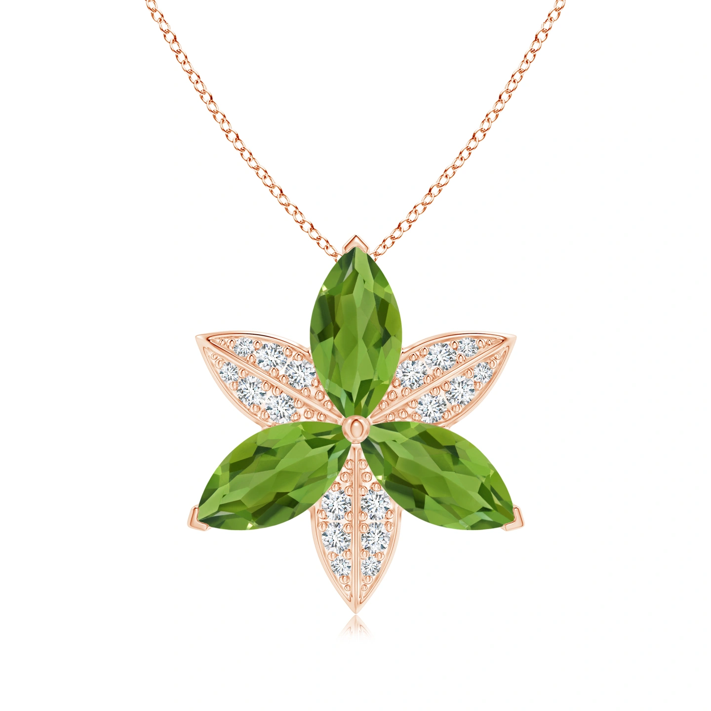 Peridot and Diamond Flower Pendant